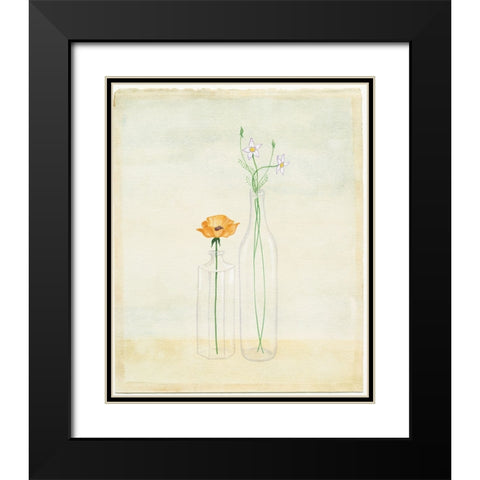 Bottles And Flowers II Black Modern Wood Framed Art Print with Double Matting by Unknown