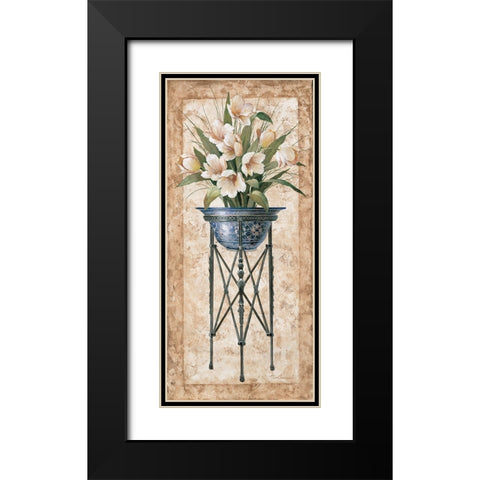 floral Pedestal I Black Modern Wood Framed Art Print with Double Matting by Unknown