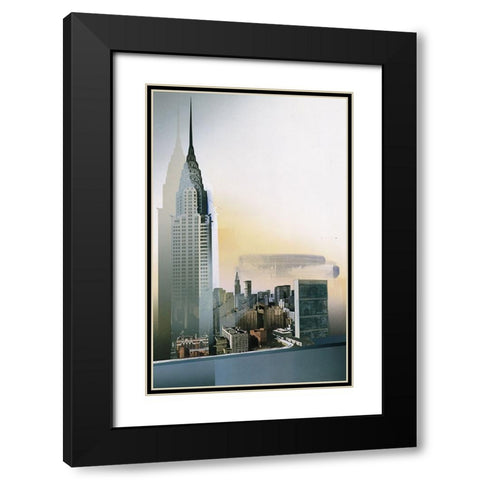 NYC Chrysler Bldg Black Modern Wood Framed Art Print with Double Matting by Unknown