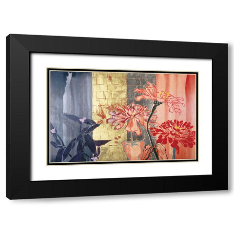 Floral Stencils Black Modern Wood Framed Art Print with Double Matting by Unknown