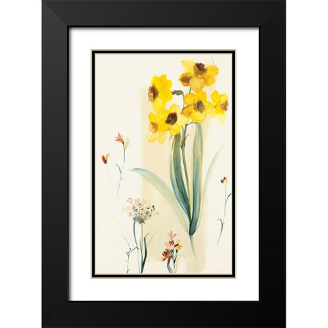 Modern Daffodils Black Modern Wood Framed Art Print with Double Matting by Unknown
