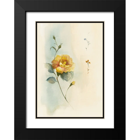 Modern Yellow Rose Black Modern Wood Framed Art Print with Double Matting by Unknown
