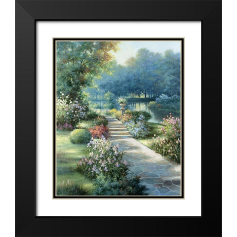 Garden Stone Path I Black Modern Wood Framed Art Print with Double Matting by Unknown