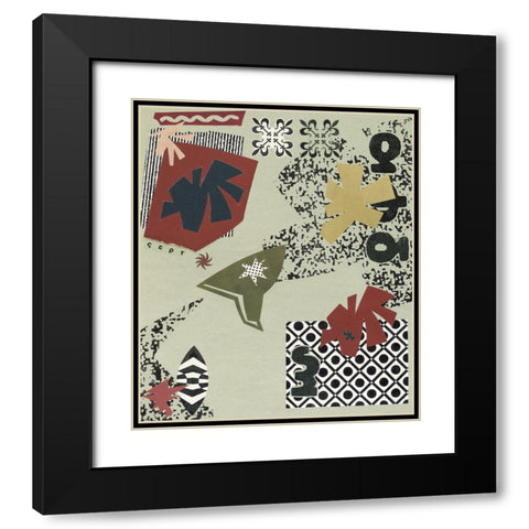 Tile Abstract II Black Modern Wood Framed Art Print with Double Matting by Unknown