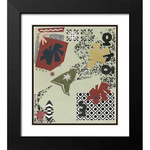 Tile Abstract II Black Modern Wood Framed Art Print with Double Matting by Unknown