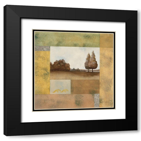 Golden Trees II Black Modern Wood Framed Art Print with Double Matting by Unknown