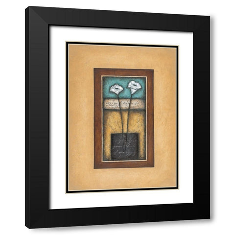 Lilies in Vase Black Modern Wood Framed Art Print with Double Matting by Unknown