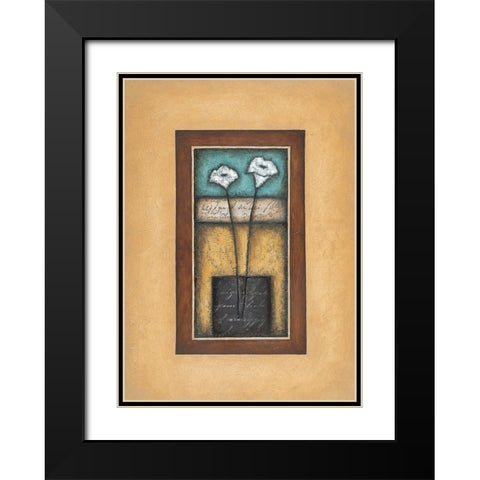 Lilies in Vase Black Modern Wood Framed Art Print with Double Matting by Unknown