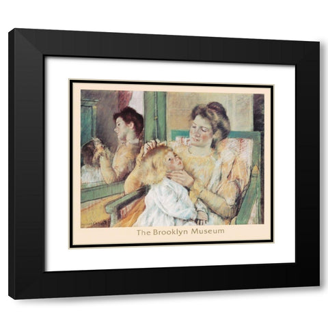 Combing Hair Black Modern Wood Framed Art Print with Double Matting by Unknown