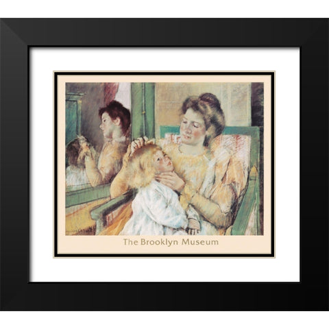 Combing Hair Black Modern Wood Framed Art Print with Double Matting by Unknown