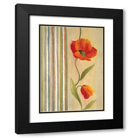 Peony I Black Modern Wood Framed Art Print with Double Matting by Unknown
