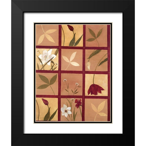 Windowpane of Flowers Black Modern Wood Framed Art Print with Double Matting by Unknown