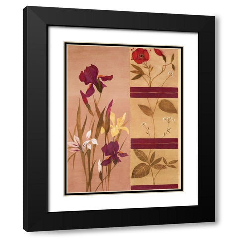 Floral Collage I Black Modern Wood Framed Art Print with Double Matting by Unknown