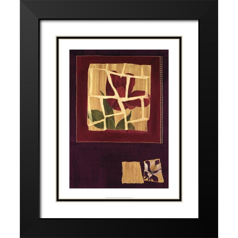 Floral Mosaic Black Modern Wood Framed Art Print with Double Matting by Unknown