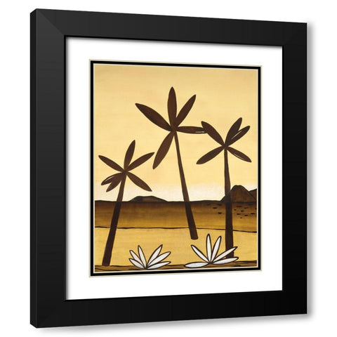 Palm Trees Black Modern Wood Framed Art Print with Double Matting by Unknown