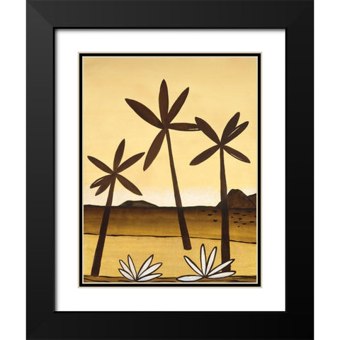 Palm Trees Black Modern Wood Framed Art Print with Double Matting by Unknown