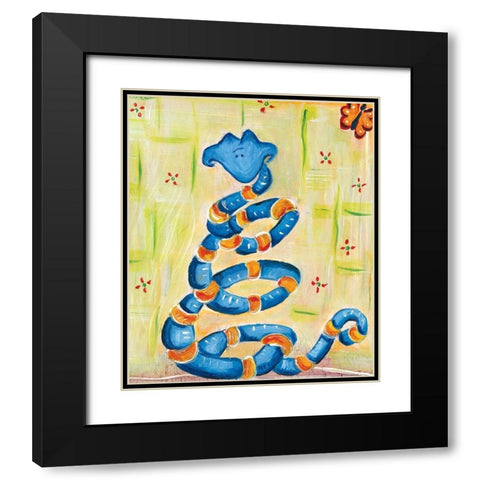 Snakey Black Modern Wood Framed Art Print with Double Matting by Unknown