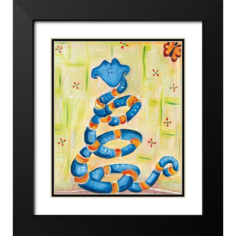 Snakey Black Modern Wood Framed Art Print with Double Matting by Unknown
