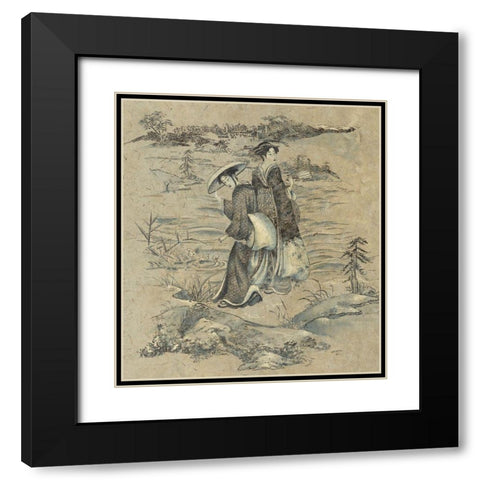Japanese Garden II Black Modern Wood Framed Art Print with Double Matting by Unknown