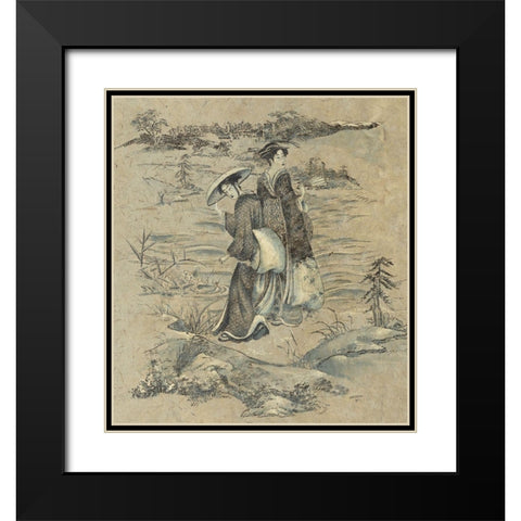Japanese Garden II Black Modern Wood Framed Art Print with Double Matting by Unknown