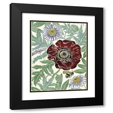 Poppy I Black Modern Wood Framed Art Print with Double Matting by Unknown