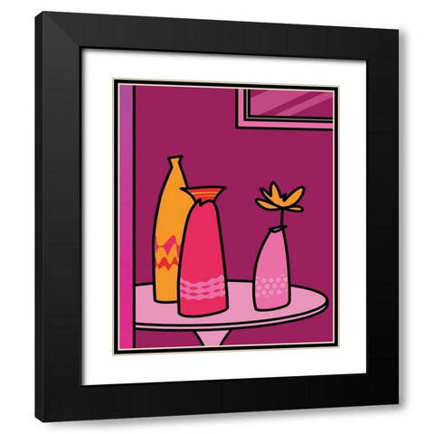 Colorful Vases I Black Modern Wood Framed Art Print with Double Matting by Unknown