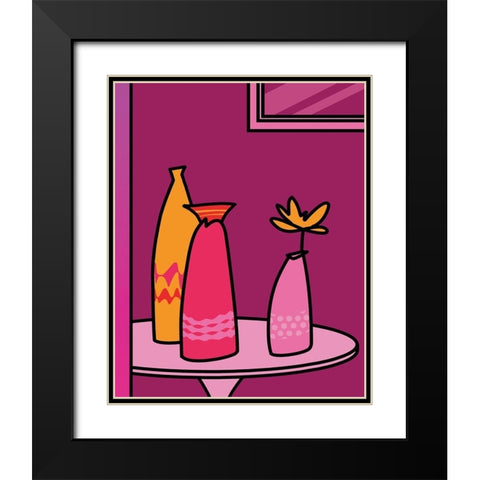 Colorful Vases I Black Modern Wood Framed Art Print with Double Matting by Unknown
