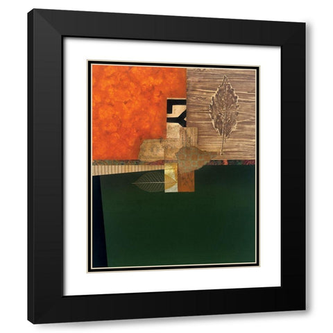 Golden Leaf I Black Modern Wood Framed Art Print with Double Matting by Unknown