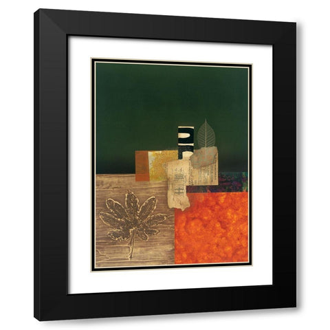 Golden Leaf II Black Modern Wood Framed Art Print with Double Matting by Unknown
