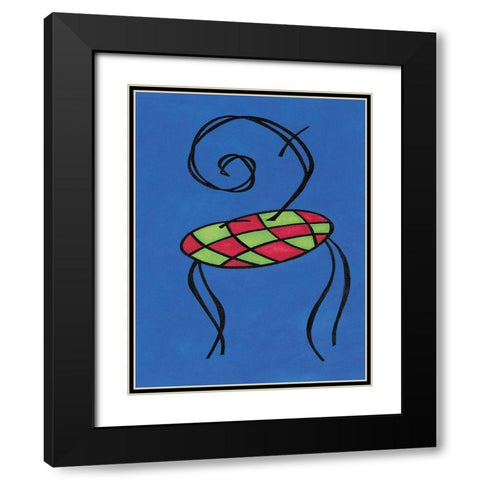 Blue Chair Black Modern Wood Framed Art Print with Double Matting by Unknown