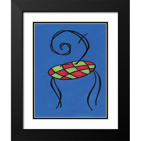 Blue Chair Black Modern Wood Framed Art Print with Double Matting by Unknown