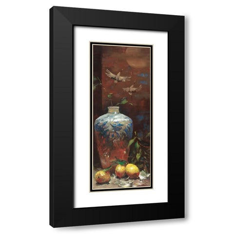 Oriental Vase Panel I Black Modern Wood Framed Art Print with Double Matting by Unknown