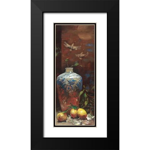 Oriental Vase Panel I Black Modern Wood Framed Art Print with Double Matting by Unknown