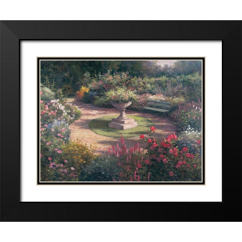 Garden Pedestal Black Modern Wood Framed Art Print with Double Matting by Unknown