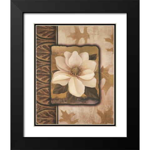 White Orchid Black Modern Wood Framed Art Print with Double Matting by Unknown