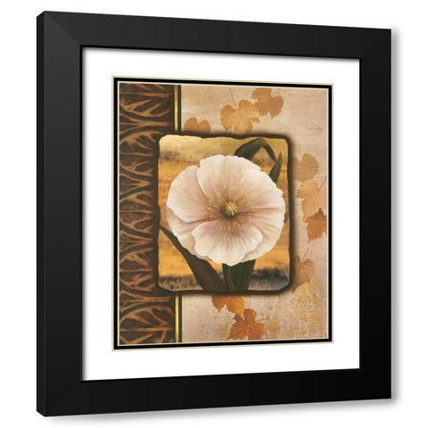 White Poppy Black Modern Wood Framed Art Print with Double Matting by Unknown