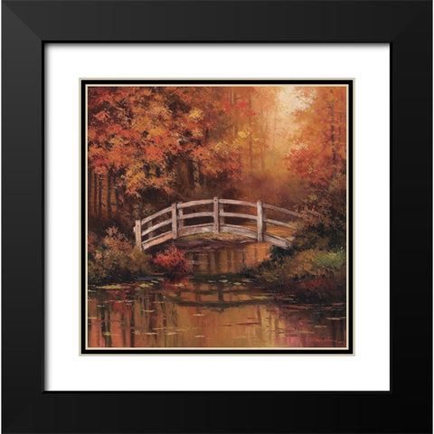 Wooden Bridge Black Modern Wood Framed Art Print with Double Matting by Unknown