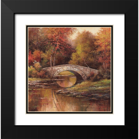 Stone Bridge Black Modern Wood Framed Art Print with Double Matting by Unknown