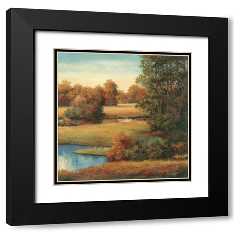 Lakeside Serenity II Black Modern Wood Framed Art Print with Double Matting by Unknown