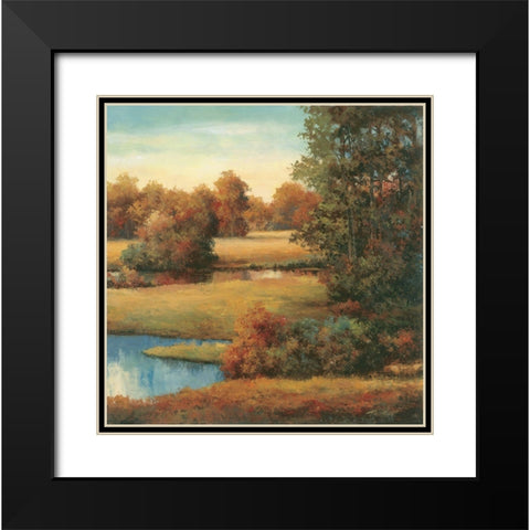 Lakeside Serenity II Black Modern Wood Framed Art Print with Double Matting by Unknown