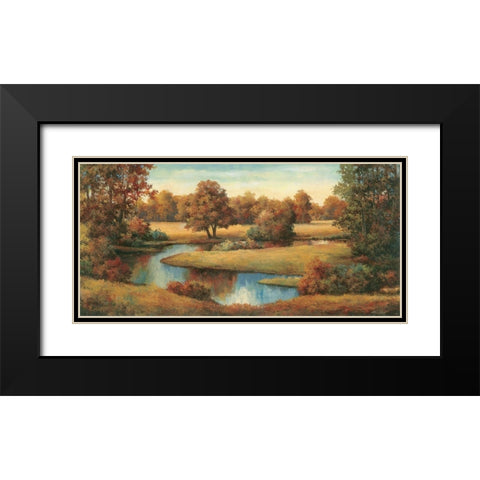 Lakeside Serenity Black Modern Wood Framed Art Print with Double Matting by Unknown