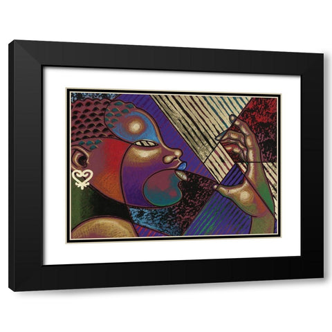 Blowing a Kiss II Black Modern Wood Framed Art Print with Double Matting by Unknown