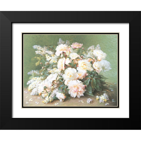 White Gladiolas Black Modern Wood Framed Art Print with Double Matting by Unknown
