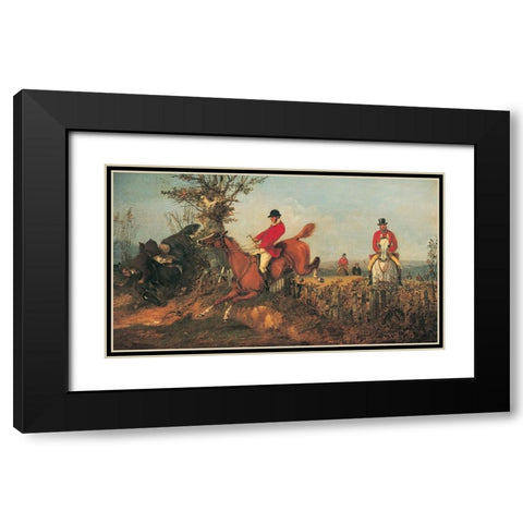 Fox Hunt Black Modern Wood Framed Art Print with Double Matting by Unknown