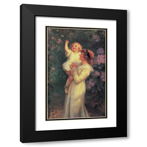 Mother And Child Black Modern Wood Framed Art Print with Double Matting by Unknown