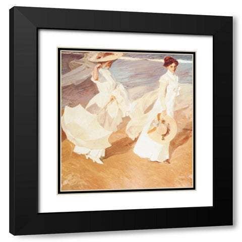 Two Victorian Women Black Modern Wood Framed Art Print with Double Matting by Unknown