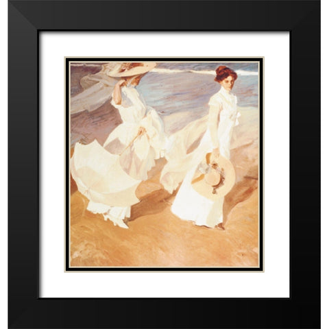 Two Victorian Women Black Modern Wood Framed Art Print with Double Matting by Unknown