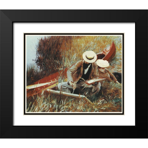 By the River Black Modern Wood Framed Art Print with Double Matting by Unknown