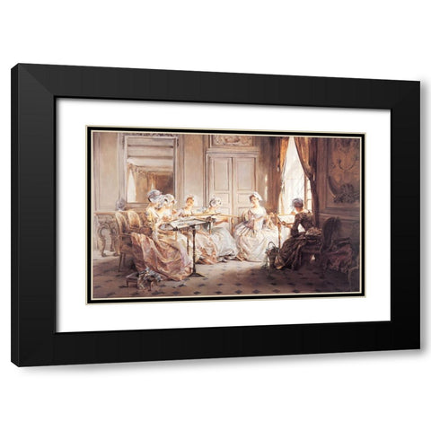 Sewing Club Black Modern Wood Framed Art Print with Double Matting by Unknown