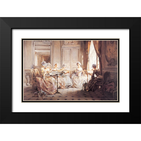 Sewing Club Black Modern Wood Framed Art Print with Double Matting by Unknown